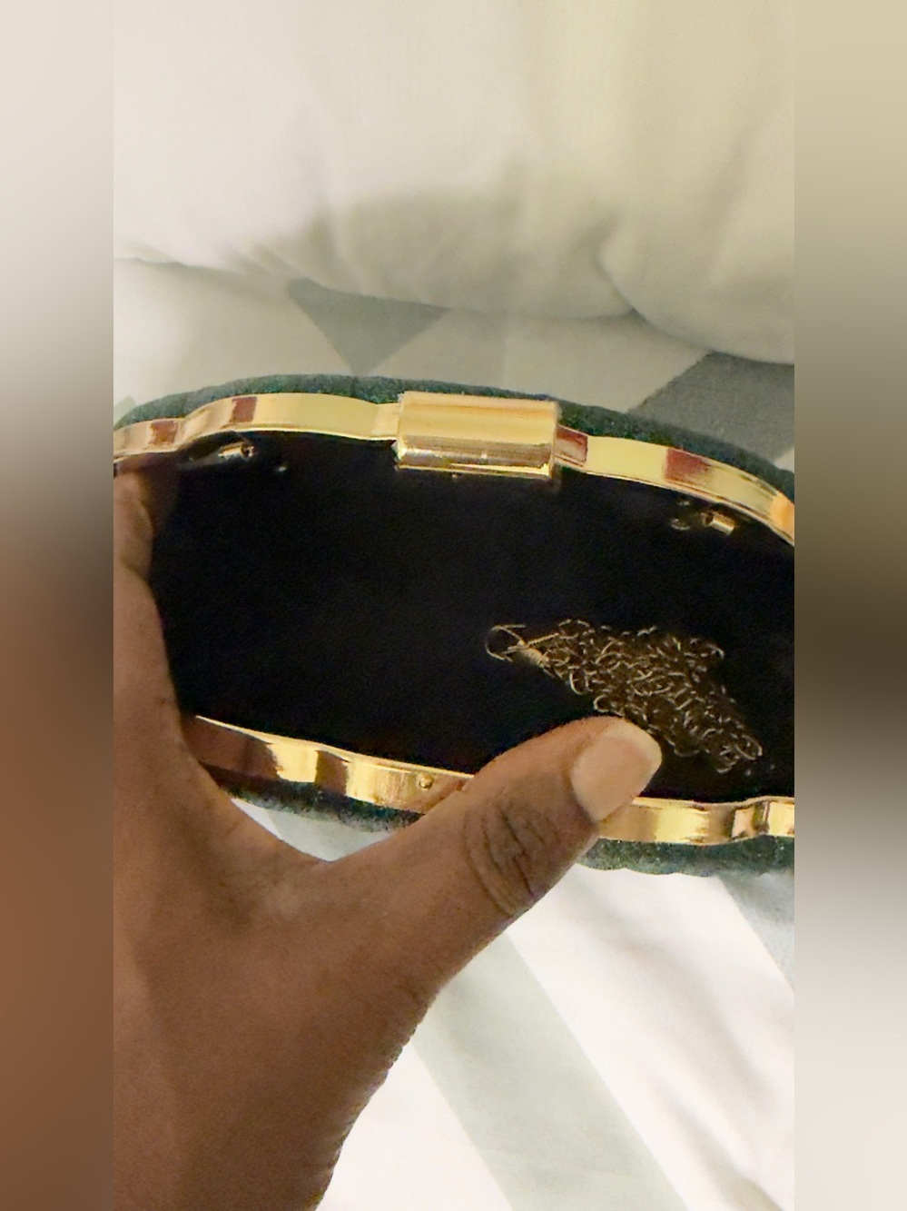 Teal Shimmer Shell Clutch - Picture 6 of 6